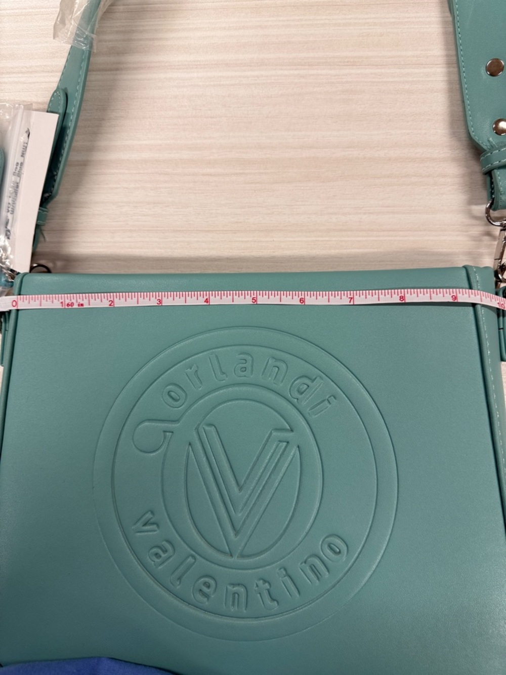 Valentino Orlandi Mint Green Embossed Logo Shoulder Bag - Picture 5 of 10